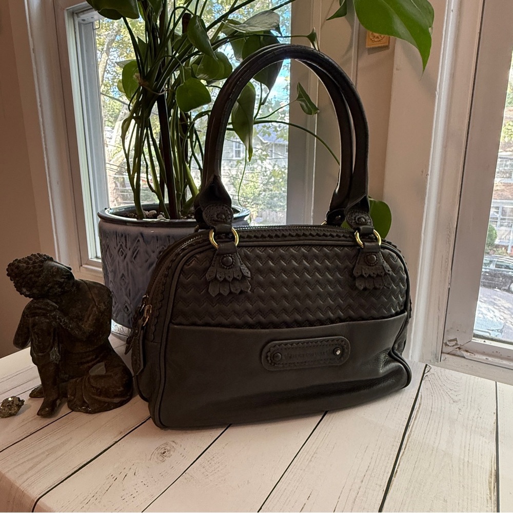 Juicy Couture | Modern Queen Baroque Leather Satchel, Dark‎ Gray
